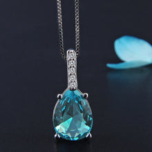 Load image into Gallery viewer, Blue Crystal Pendant Water-drop Pear-shaped Carat Necklace