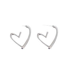 Load image into Gallery viewer, Gap-shaped Heart Silver Needle Earrings