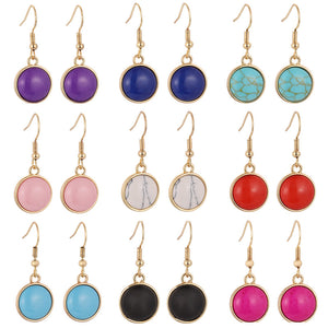 Fashionable Colorful Round Marble Earrings