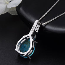 Load image into Gallery viewer, Blue Crystal Pendant Water-drop Pear-shaped Carat Necklace
