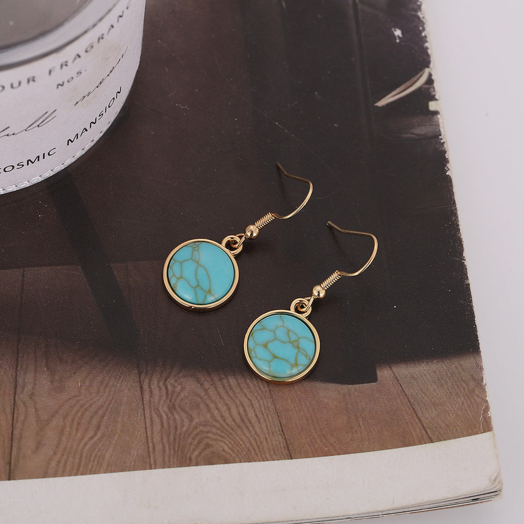 Fashionable Colorful Round Marble Earrings