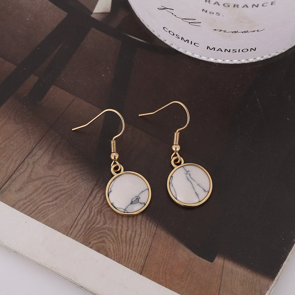 Fashionable Colorful Round Marble Earrings