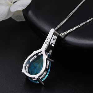 Blue Crystal Pendant Water-drop Pear-shaped Carat Necklace